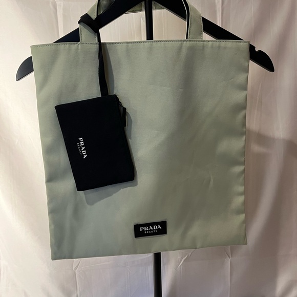 Prada Beauty Tote Bag, Reversible Mint Green  or Black NEW - Picture 6 of 11